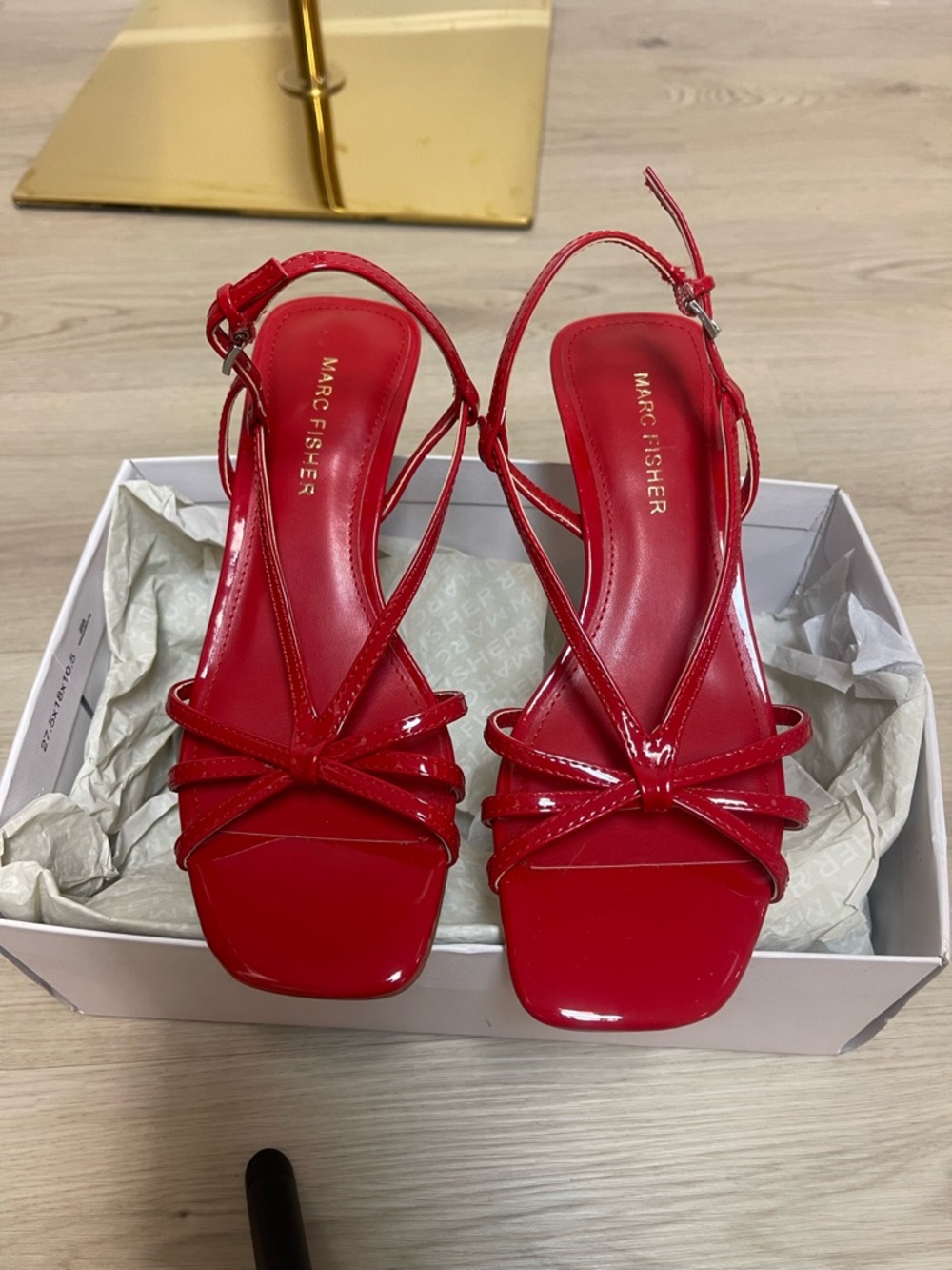 Marc Fisher New Raveny Strappy Kitten Heel Sandals in Red - Picture 3 of 9